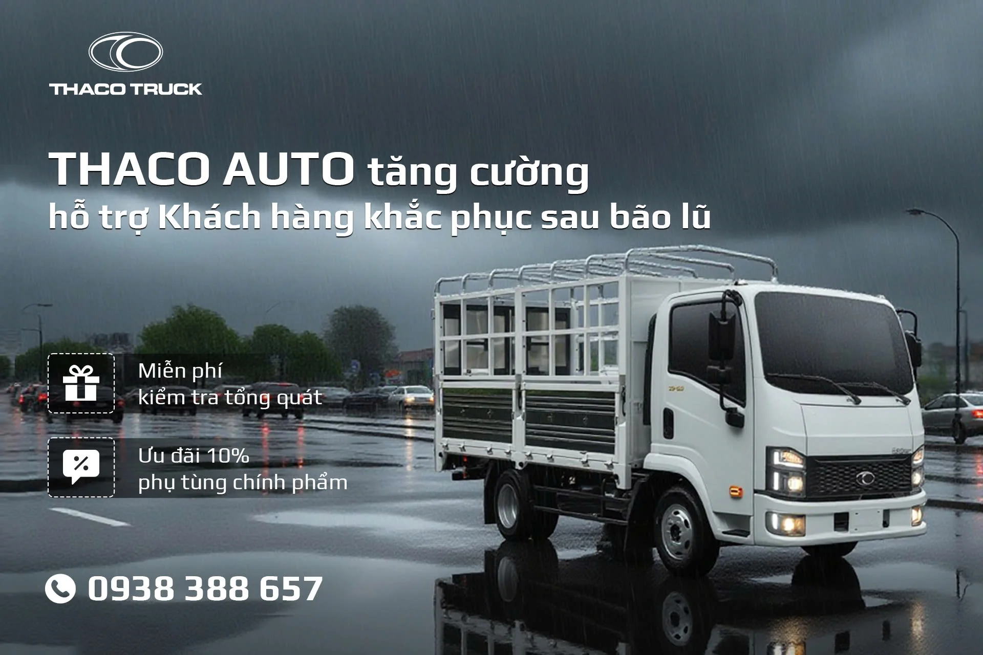 THACO AUTO Gia Lai đồng hành cùng Quý khách hàng Tải, Bus sau bão lũ