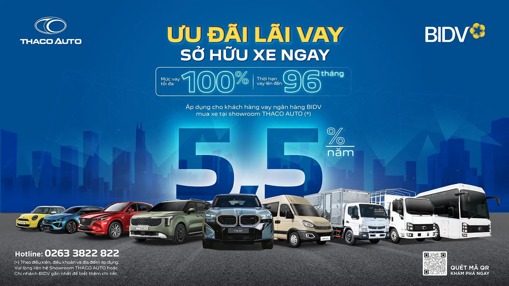 THACO AUTO hợp tác BIDV triển khai gói vay mua xe ưu đãi đến 100% giá trị xe, lãi suất chỉ từ 5,5%/năm